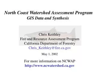 North Coast Watershed Assessment Program GIS Data and Synthesis