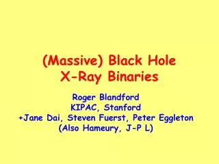(Massive) Black Hole X-Ray Binaries