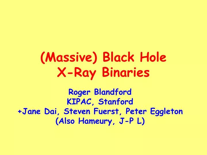 massive black hole x ray binaries