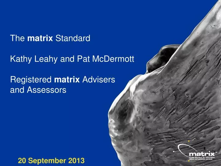 the matrix standard kathy leahy and pat mcdermott registered matrix advisers and assessors