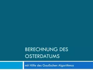 berechnung des osterdatums