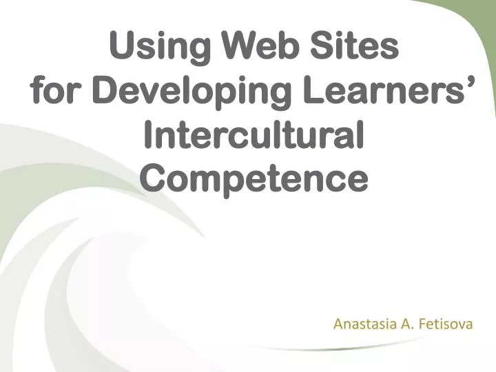 using web sites for developing learners intercultural competence