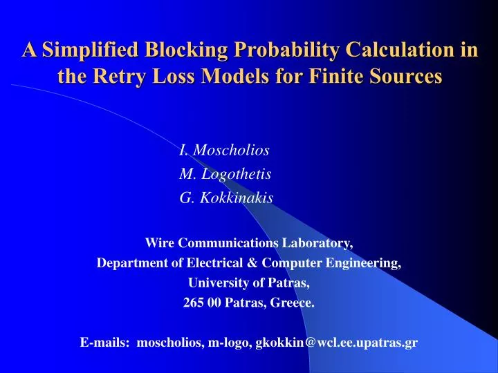 a simplified blocking probability calculation in the retry loss models for finite sources