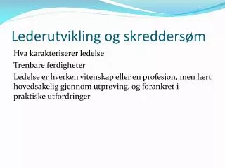 lederutvikling og skredders m