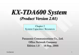 Panasonic Communications Co., Ltd. Office Network Company Edition 1.0 16 Sep., 2005