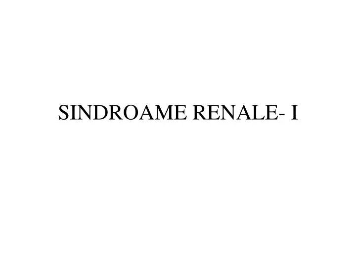 sindroame renale i