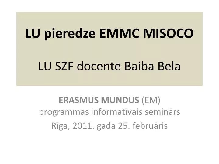 lu pieredze emmc misoco lu szf docente baiba bela