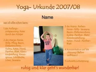 Yoga- Urkunde 2007/08