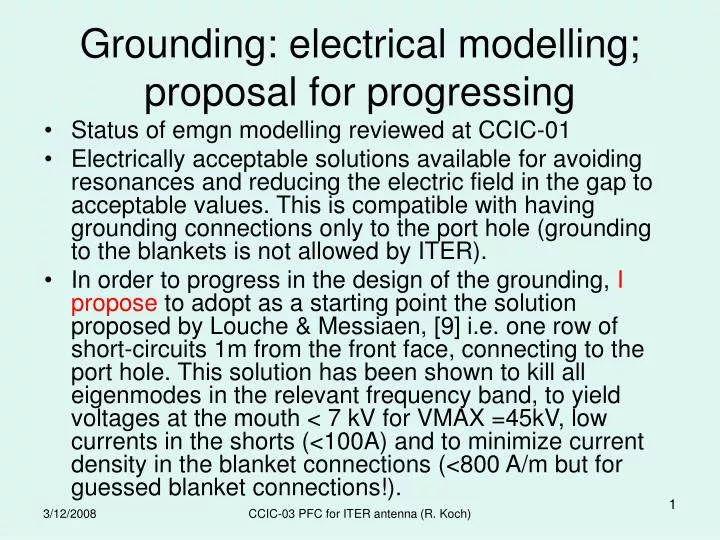 grounding electrical modelling proposal for progressing
