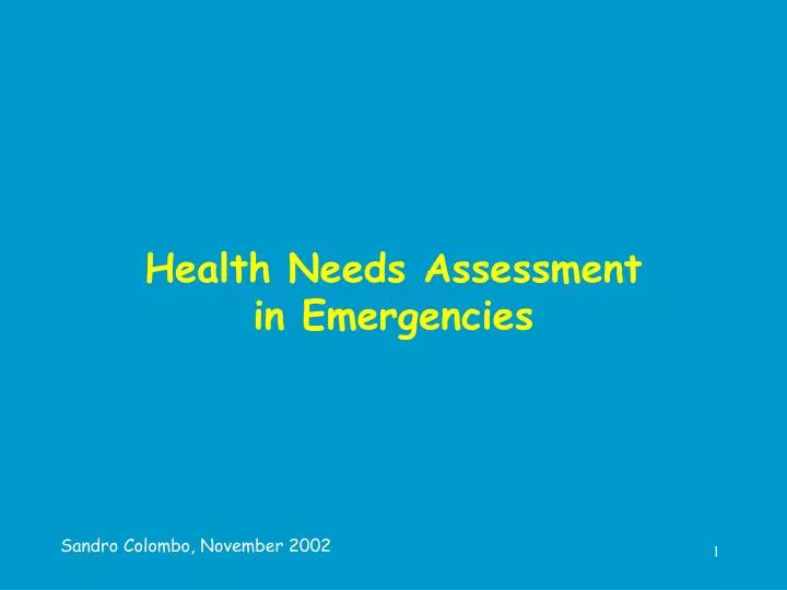 health needs assessment in emergencies