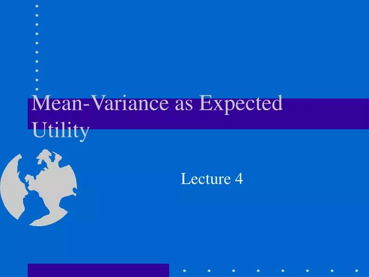 mean variance as expected utility