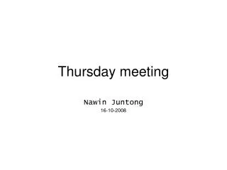 Thursday meeting