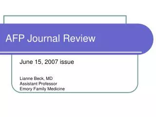 AFP Journal Review