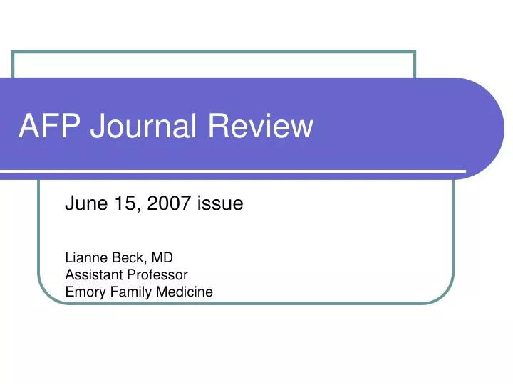 afp journal review