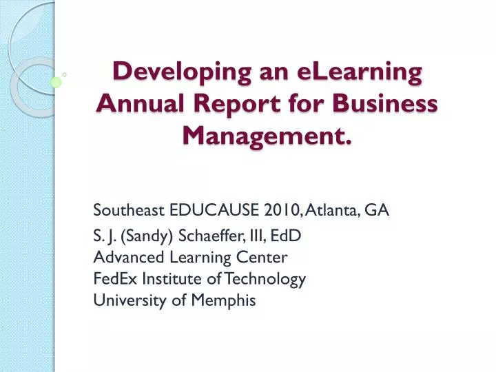 developing an elearning annual report for business management