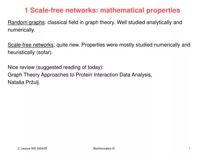1 scale free networks mathematical properties