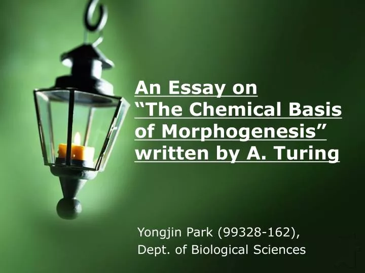 an essay on the chemical basis of morphogenesis written by a turing