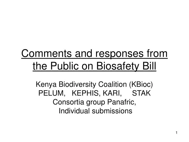 comments and responses from the public on biosafety bill