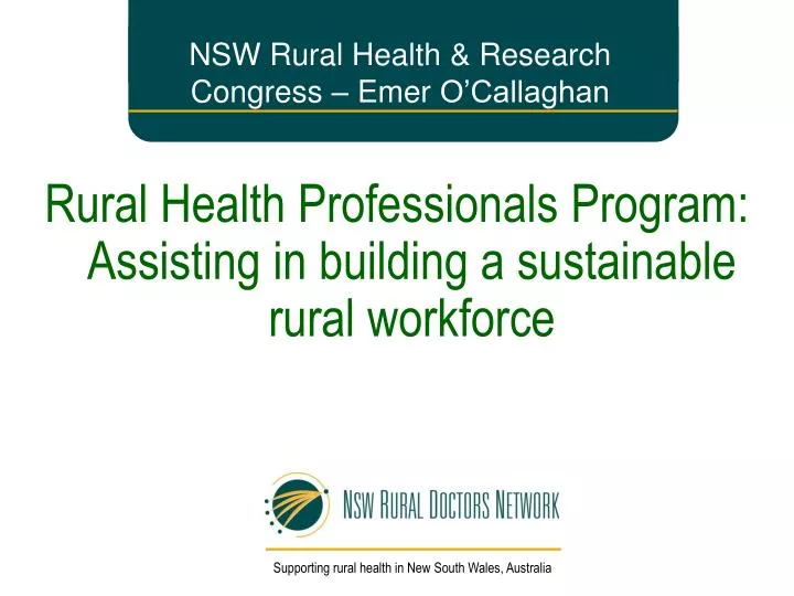 nsw rural health research congress emer o callaghan