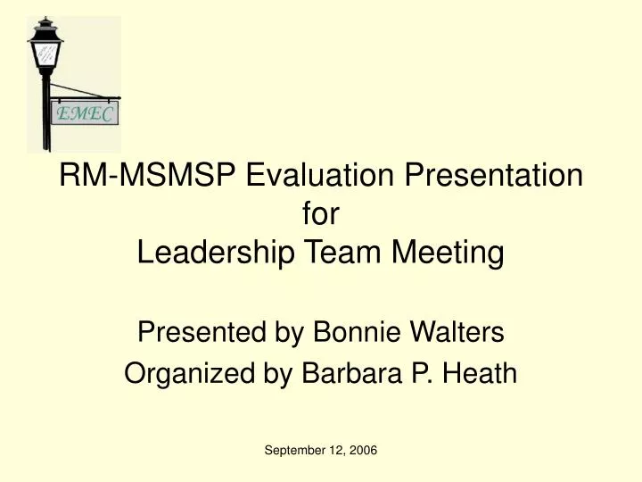 rm msmsp evaluation presentation for leadership team meeting