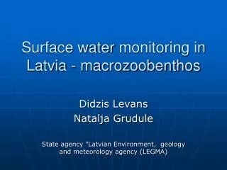 Surface water monitoring in Latvia - macrozoobenthos