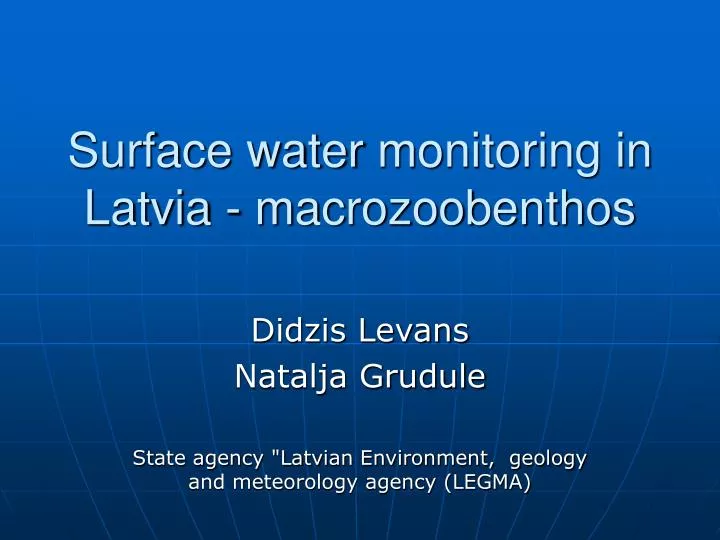 surface water monitoring in latvia macrozoobenthos