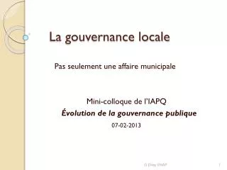 la gouvernance locale