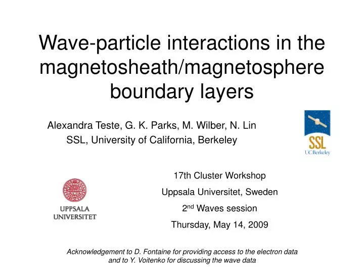 wave particle interactions in the magnetosheath magnetosphere boundary layers
