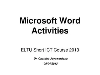 Microsoft Word Activities