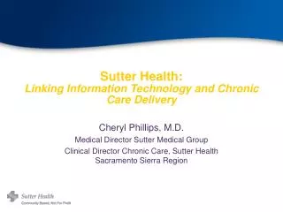 Sutter Health: Linking Information Technology and Chronic Care Delivery