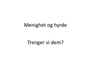 menighet og hyrde