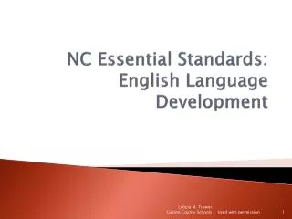 NC Essential Standards: English Language Development