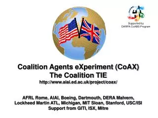 Coalition Agents eXperiment (CoAX) The Coalition TIE aiai.ed.ac.uk/project/coax/