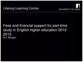 Fees and financial support for part-time study in English higher education 2012-2013