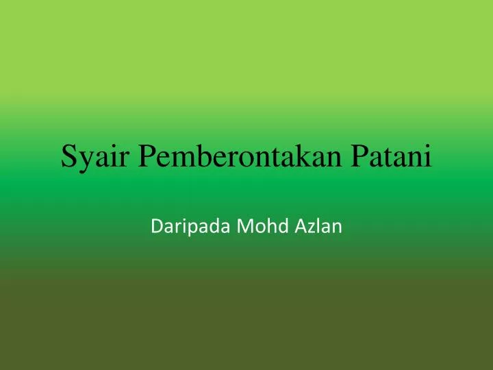 syair pemberontakan patani