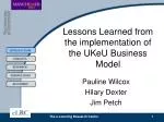 Lessons Learned from the implementation of the UKeU Business Model - slide 1