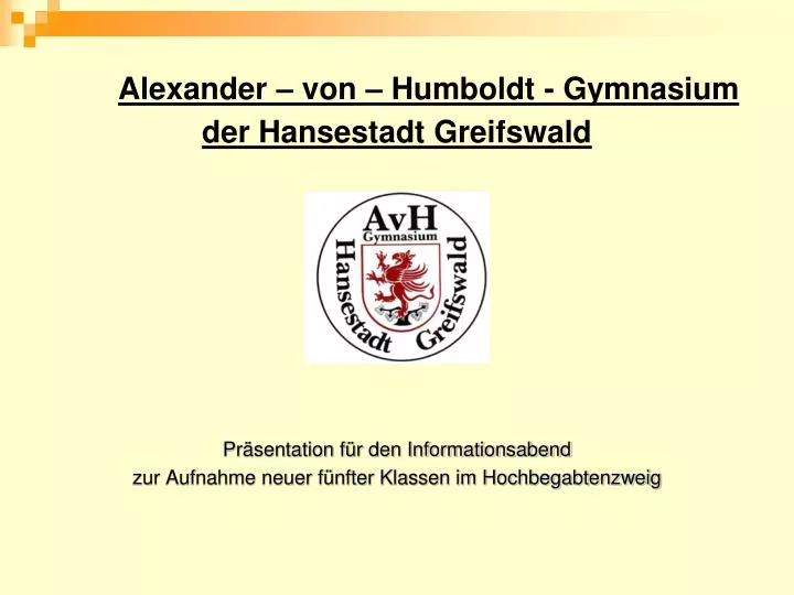 alexander von humboldt gymnasium der hansestadt greifswald