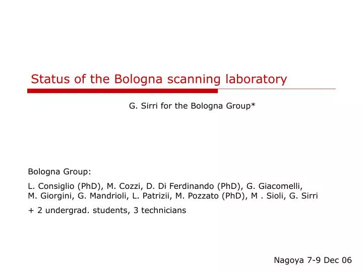 status of the bologna scanning laboratory