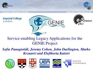 Service-enabling Legacy Applications for the GENIE Project