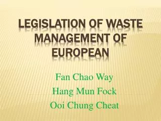 Legislation of Waste Management of European