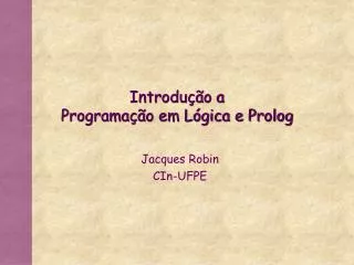 introdu o a programa o em l gica e prolog
