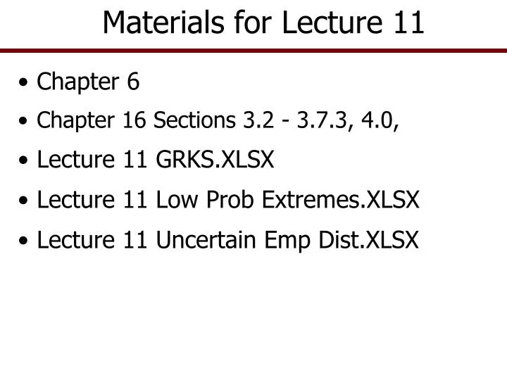 materials for lecture 11