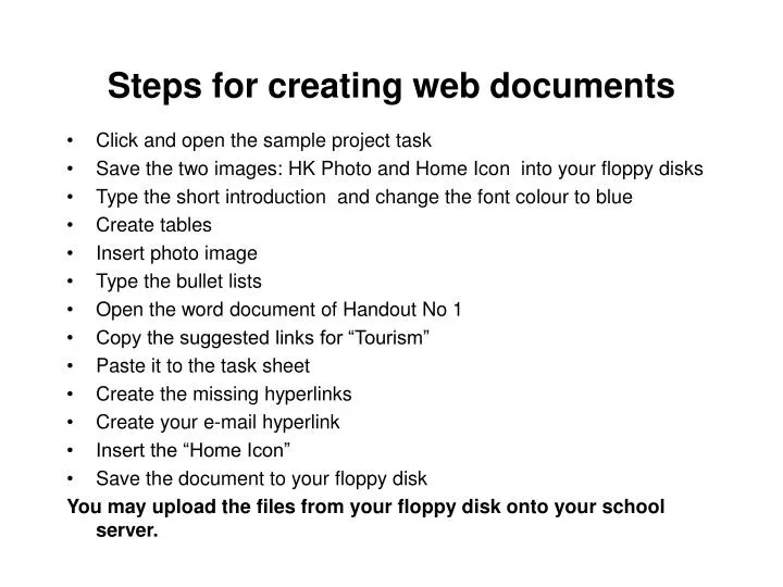 steps for creating web documents