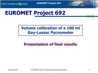 Volume calibration of a 100 ml Gay-Lussac Pycnometer