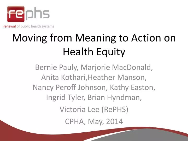 moving from meaning to action on health equity
