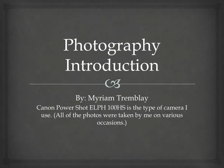 photography introduction