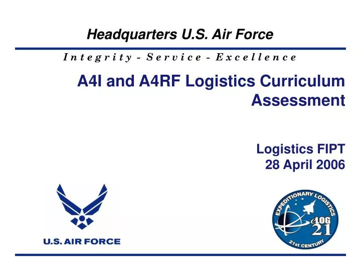 a4i and a4rf logistics curriculum assessment logistics fipt 28 april 2006