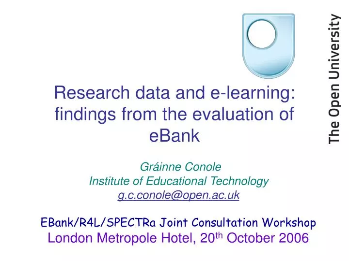 research data and e learning findings from the evaluation of ebank