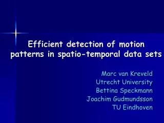 Efficient detection of motion patterns in spatio-temporal data sets