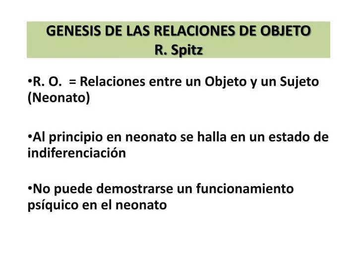genesis de las relaciones de objeto r spitz